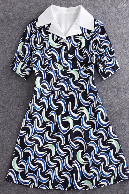 WOMEN'S WEAR TO WORK POLO NECK SHORT SLEEVE A-LINE SHORT DRESS