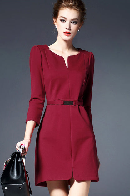 WOMEN'S GRACE WEAR TO WORK V NECK CASUAL SHORT DRESS