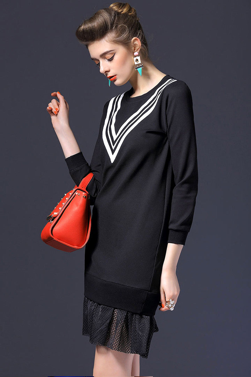 Mesh Decroration Midi Dress - NJOYDRESS - 2