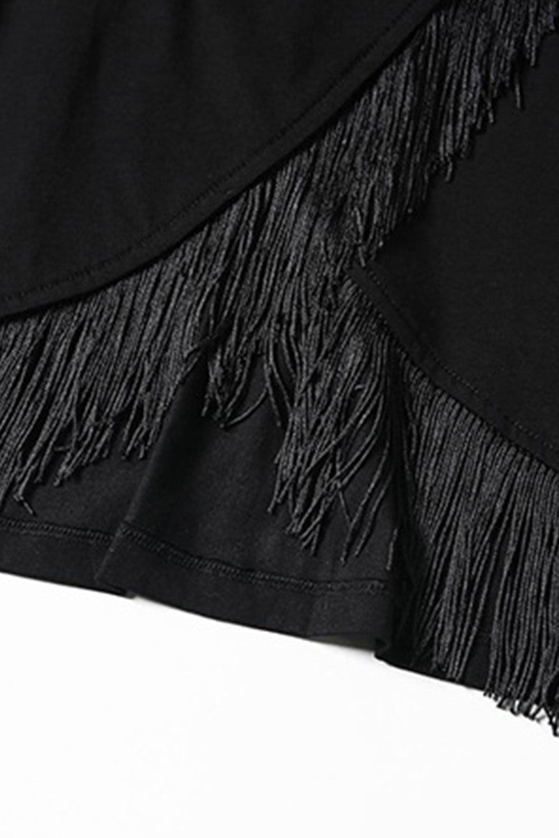 Casual Slim Short Sleeve With Tassels Two Ways Wear Tops