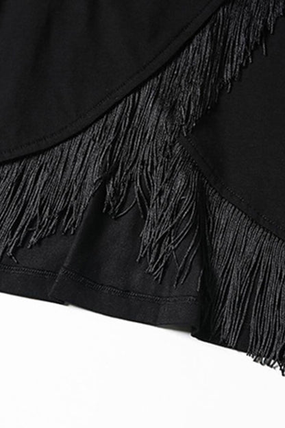 Casual Slim Short Sleeve With Tassels Two Ways Wear Tops