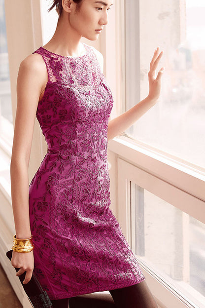 Top Lace Embroidery See-through Gown Slim Wrap Dress