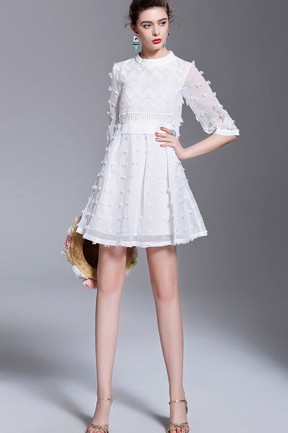 [30% OFF TILL 8 APR] Grace Chiffon Sheer Half Sleeve Formal Dress With Kints