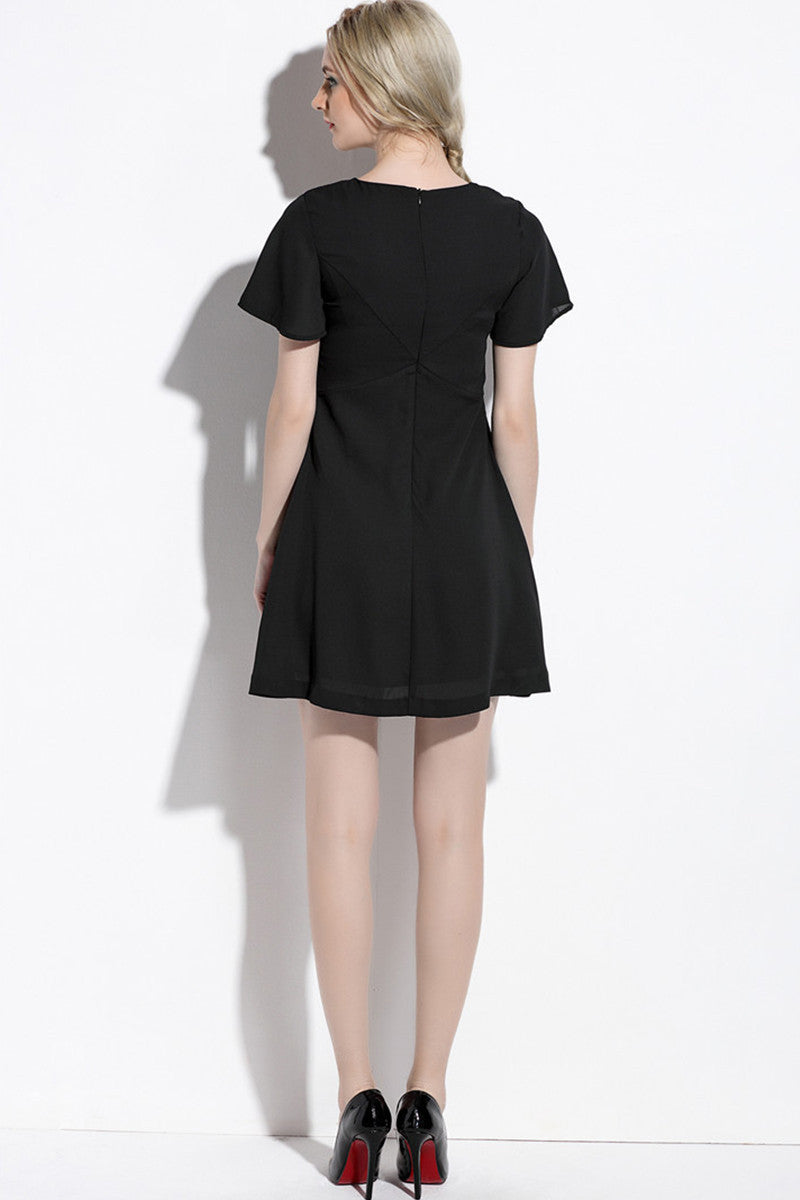 Casual Slim Lotus Leaf Sleeve Flower Printed Dress