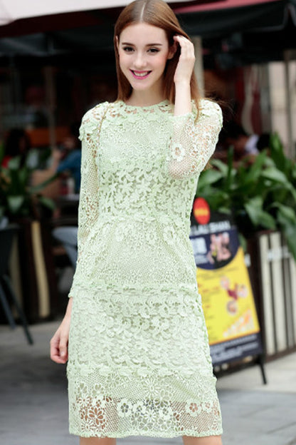 WOMEN'S CASUAL 9 SLEEVE LACE VOCATION PARTY DRESS