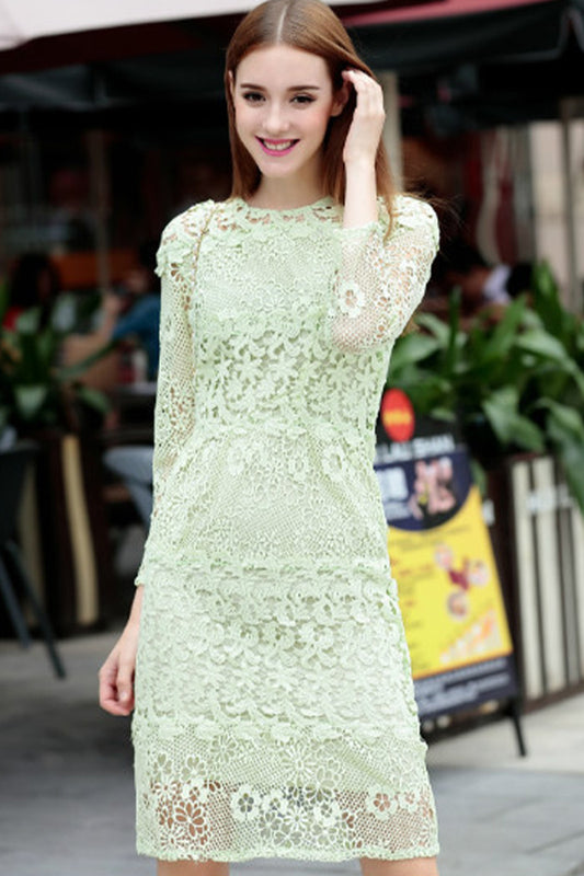 WOMEN'S CASUAL 9 SLEEVE LACE VOCATION PARTY DRESS