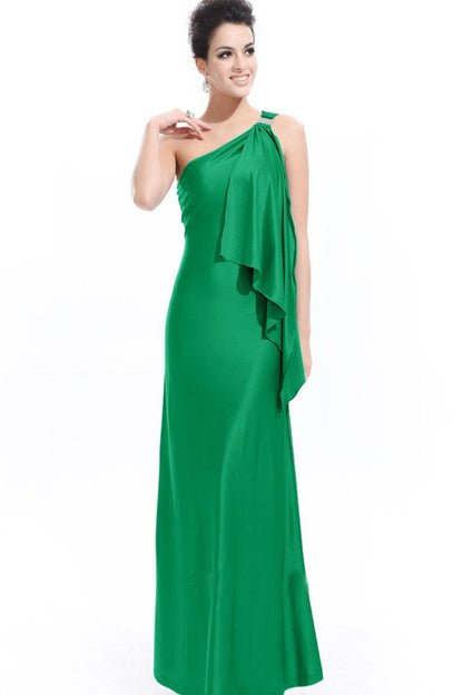 Rhinestone One Shoulder Irregular Hem Open Back Gown Dress