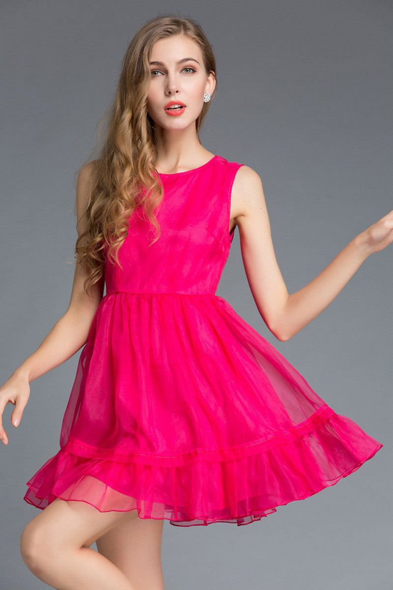 [30% OFF TILL 8 APR] Sleeveless Grace Round Neck Chiffon Cocktail Skater Dress
