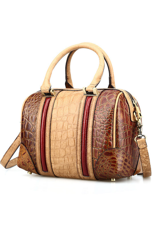 Blocked Crocodile Boston Bag