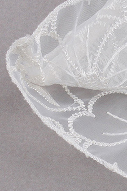 Casual Chiffon Sheer Sleeve Embroidery Tassle's Dress