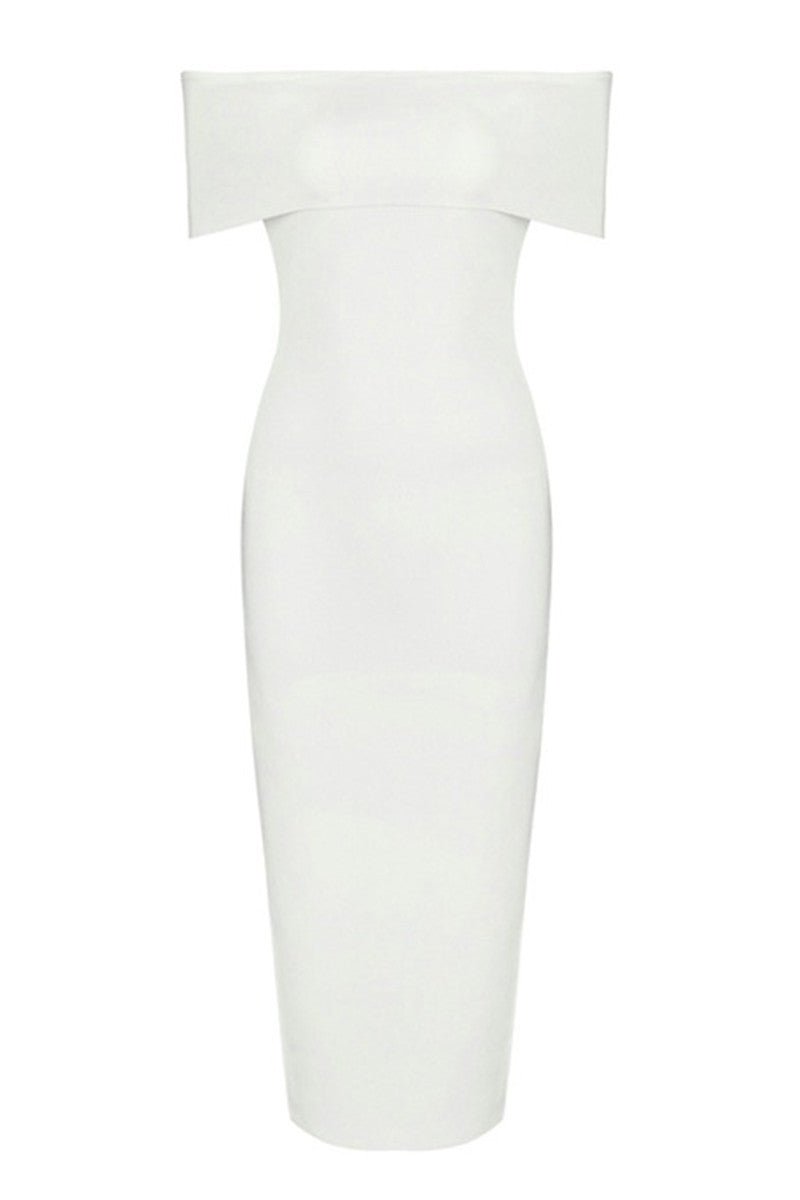 Off Shoulder High Slit Midi Dress