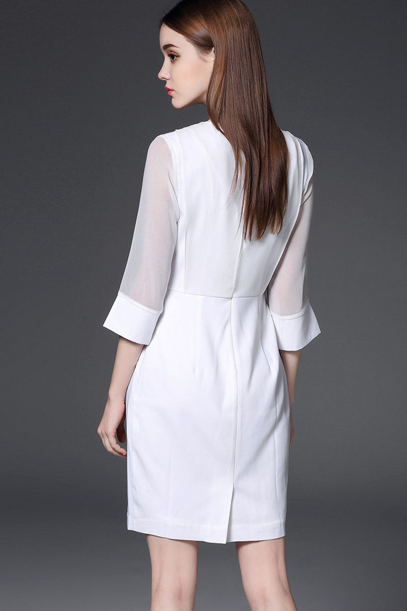 Bowknot CollarFlare Sleeve Irregular Chiffon Ruffle Slim Dress