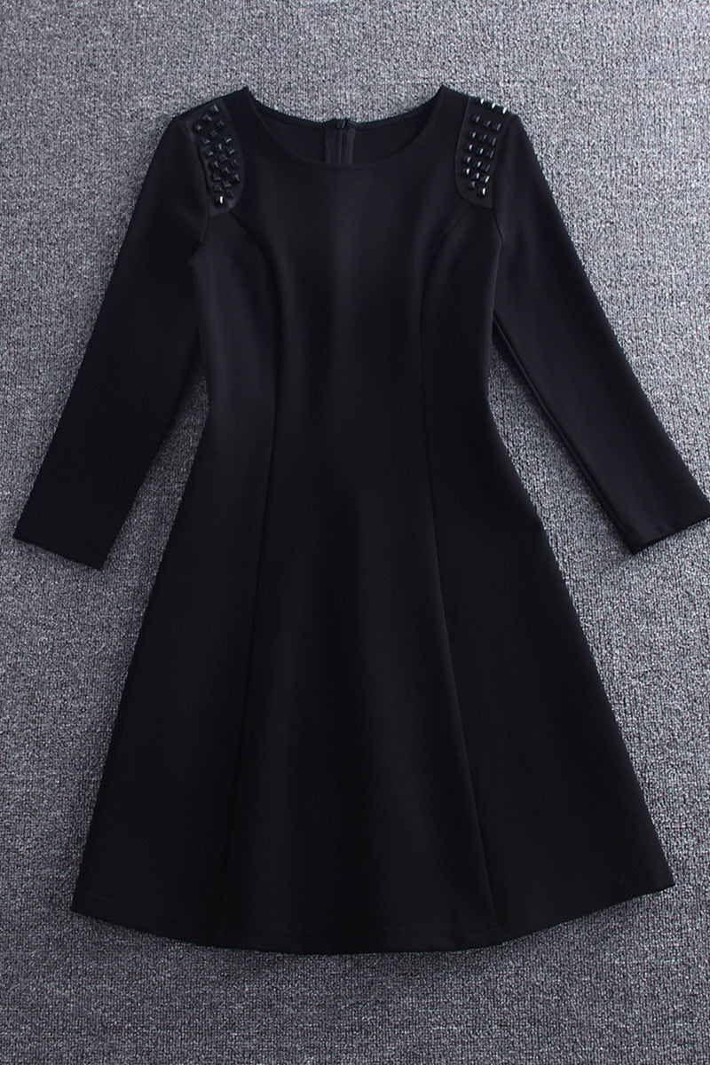 women's casual wear to work 3/4 sleeve black grace short dress