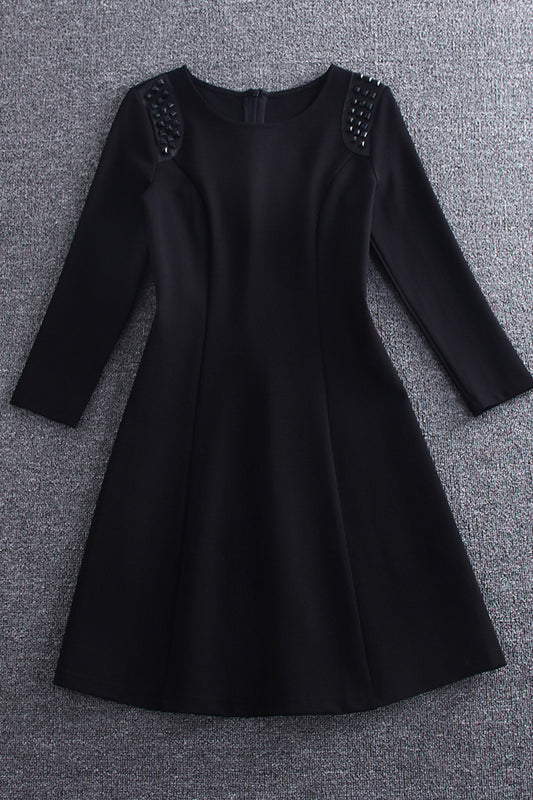 women's casual wear to work 3/4 sleeve black grace short dress