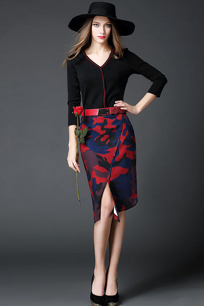 WOMEN'S ELEGANT SLIM V NECK 3/4 SLEEVE PROM COCKTAIL PARTY DRESS