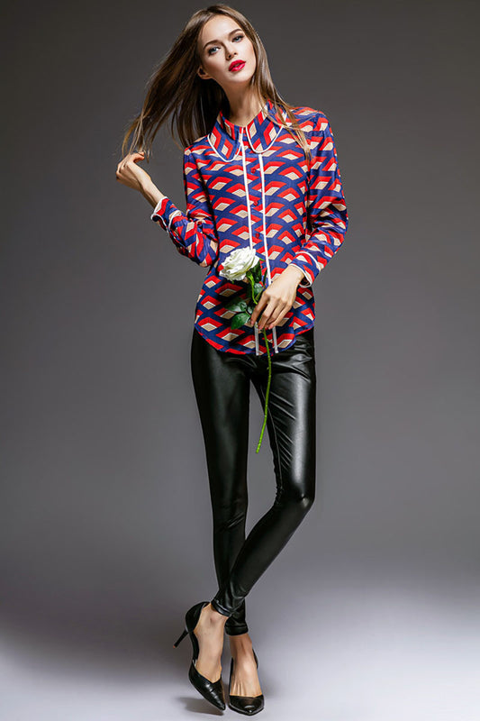 Color Grid Button Down Shirts - NJOYDRESS - 1
