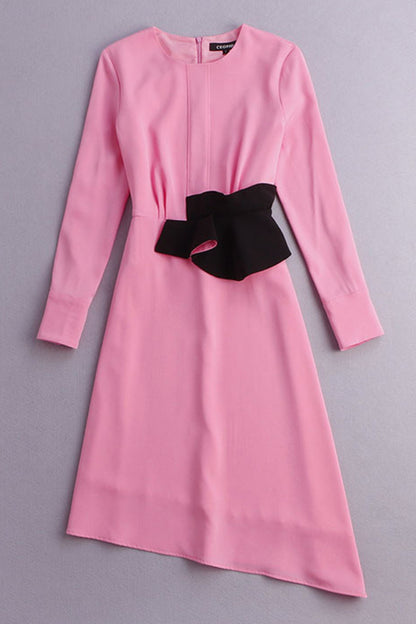 CASUAL LONG SLEEVE PURE SLASH WEAR TO WORK COCKTAIL DRESS