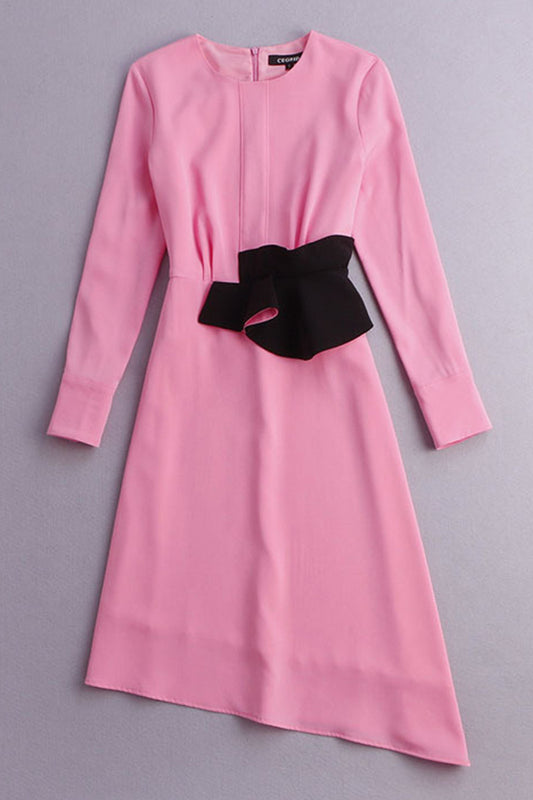 CASUAL LONG SLEEVE PURE SLASH WEAR TO WORK COCKTAIL DRESS