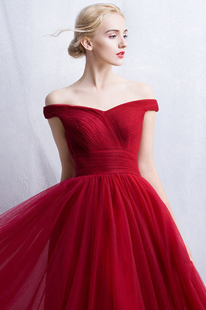Off Shoulder Evening Gown with Sweetheart Neckline Ruched Bodice Dress