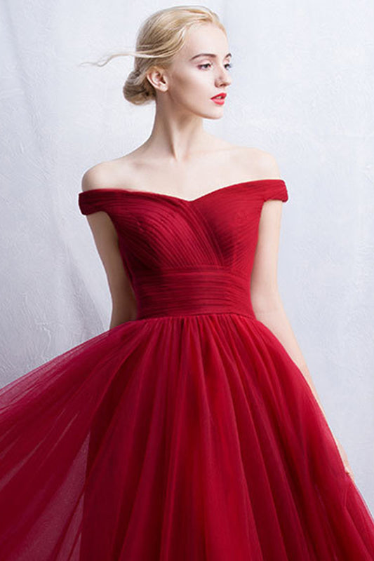 Off Shoulder Evening Gown with Sweetheart Neckline Ruched Bodice Dress