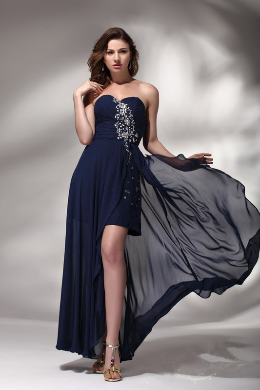 Sweetheart Beading Evening Dresses Side Slit Backless Formal Prom Gown