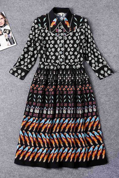WOMEN'S PRINTING POLO NECK CASUAL WEAR TO WORK DRESS