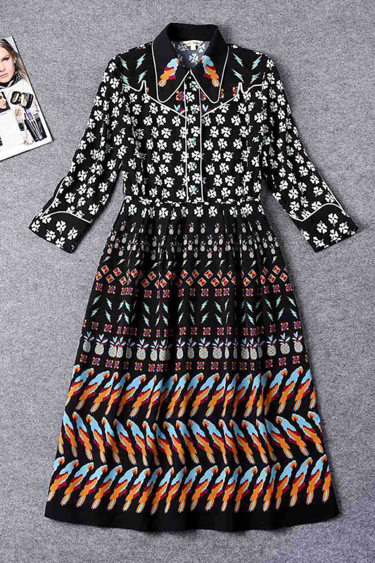 WOMEN'S PRINTING POLO NECK CASUAL WEAR TO WORK DRESS