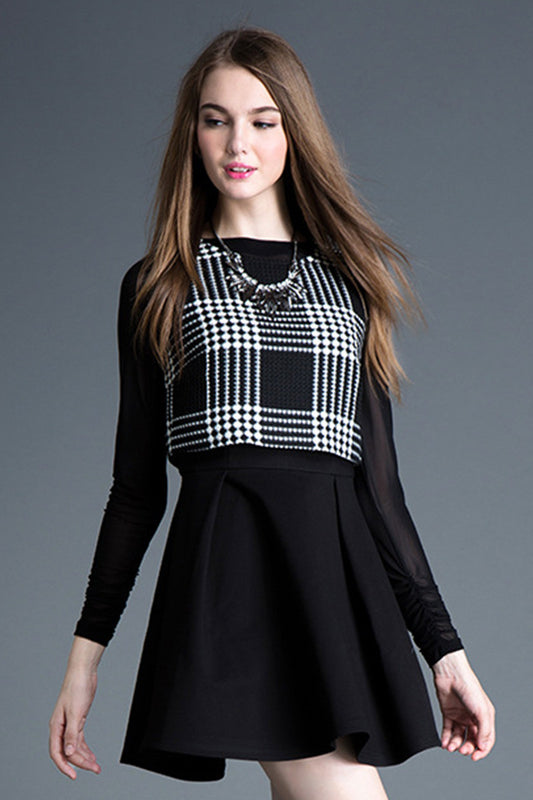 WOMEN'S ELEGANT WEAR TO WORK LONG SLEEVE PLAID DRESS