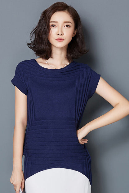 Cap Sleeve Round Neck Emboss Tunic