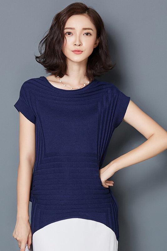 Cap Sleeve Round Neck Emboss Tunic