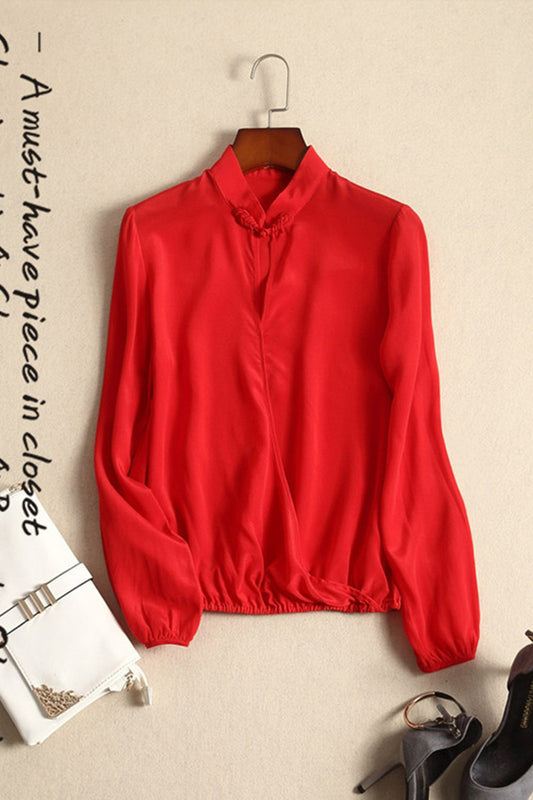 Chi-Pao Button Hollow Out Top