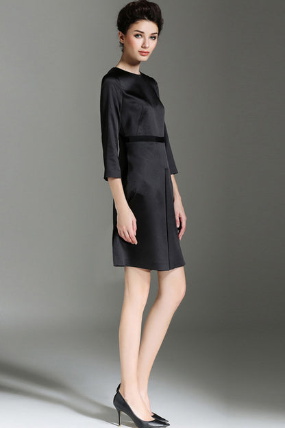 Round Collar Slim Pleat Formal Dress