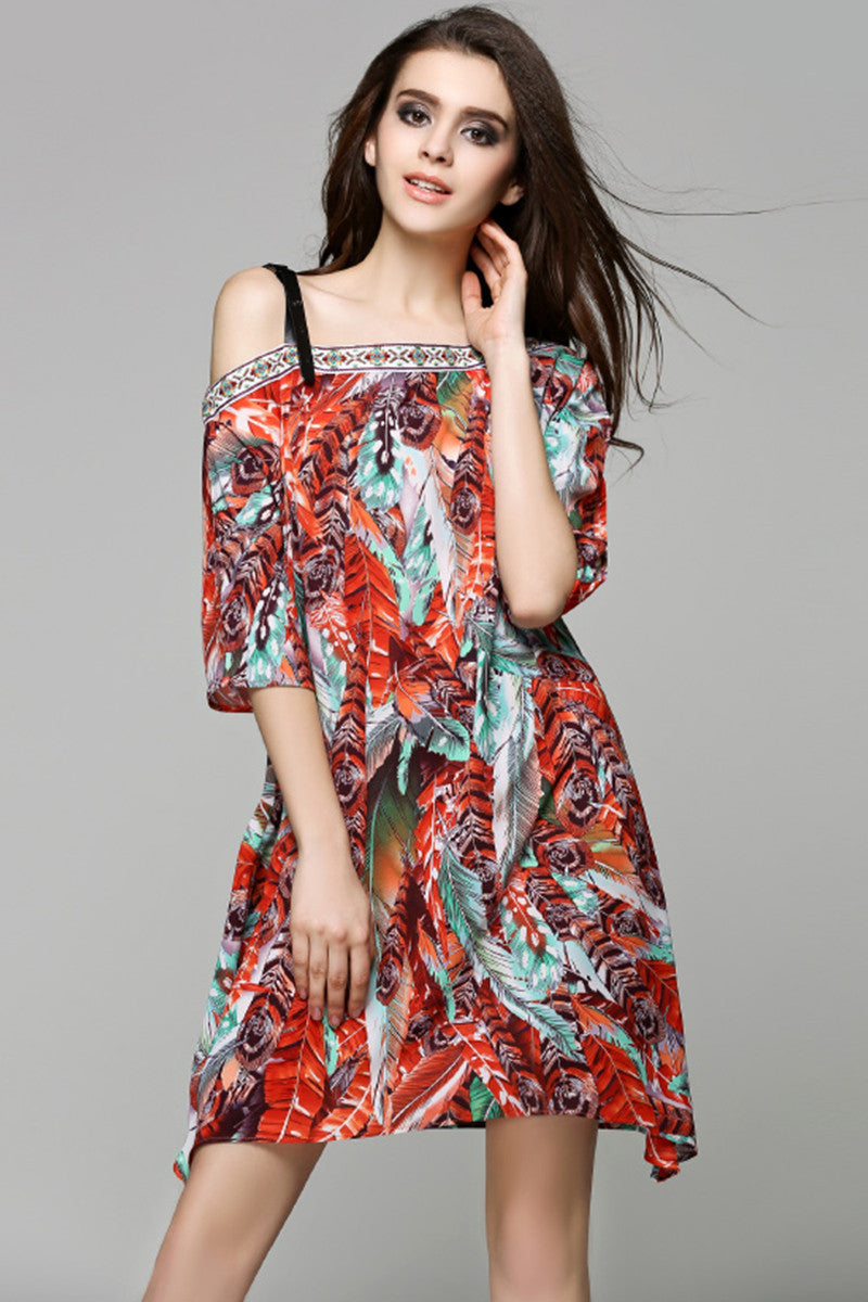 WOMEN'S CASUAL FLOWER PRINTING LOOSE VOCATION DRESS