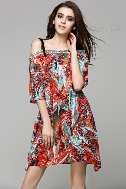 WOMEN'S CASUAL FLOWER PRINTING LOOSE VOCATION DRESS