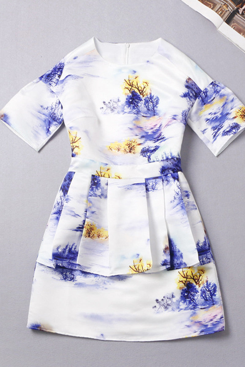Poetry Twill Peplum Short Wear To Work Dress