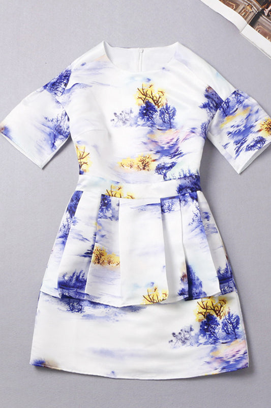 Poetry Twill Peplum Short Wear To Work Dress