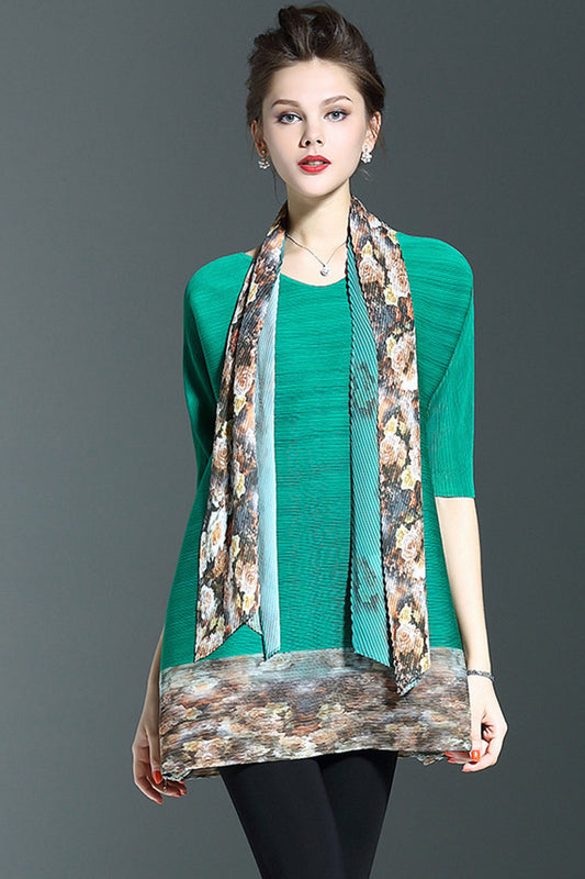 Flared Long Digital Blouse With Scaft