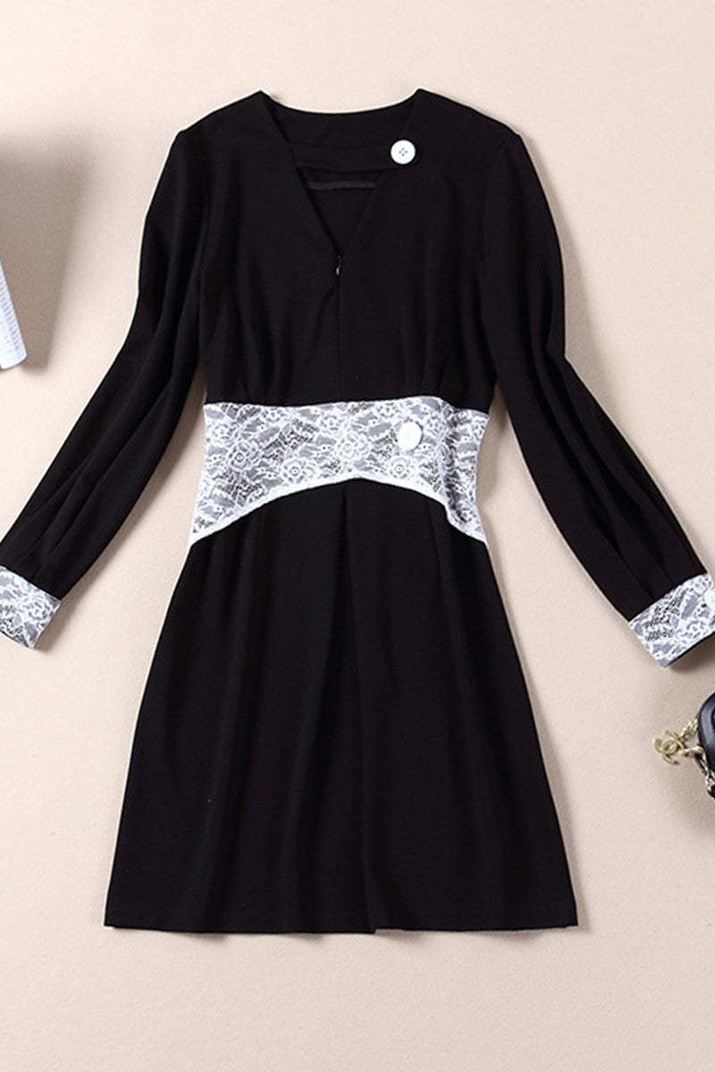 Lace Waist Tunic Short Dress