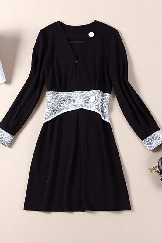 Lace Waist Tunic Short Dress