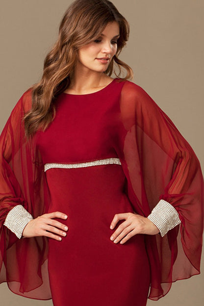 Beaded Sleeve Open And Waist  Batwing Sleeve Party Dress