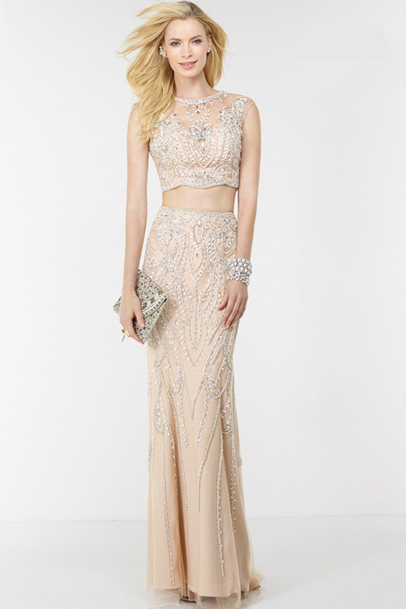Multi Beaded Bak Scroop Off and Long Fishtail Skirt Dress