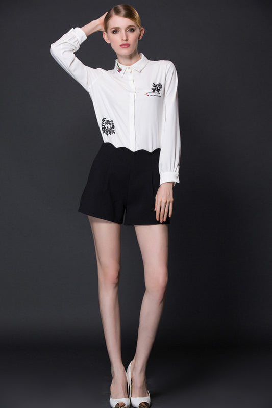 WOMEN'S WEAR TO WORK FORMAL POLO NECK LONG SLEEVE SHIRT