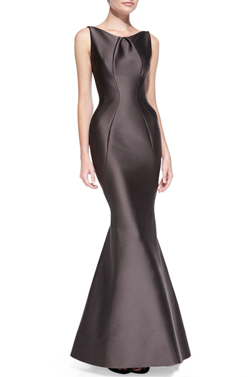 Boat Neck Elegant Flish Tail S-line Ball Dress