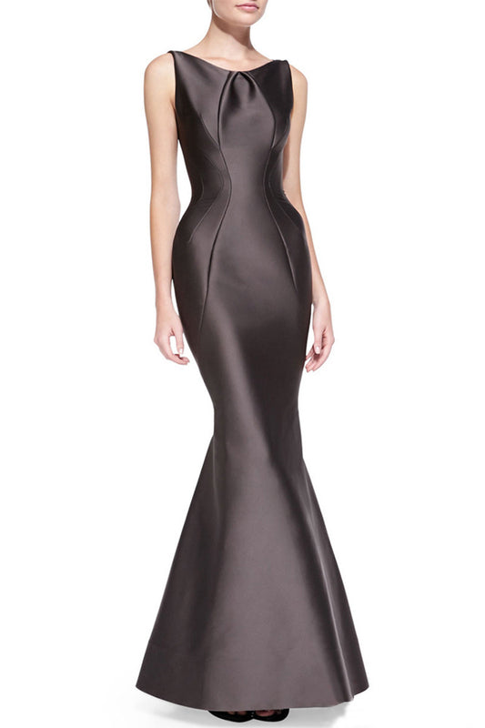 Boat Neck Elegant Flish Tail S-line Ball Dress