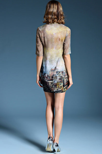 Castle Print Loose Mini Dress