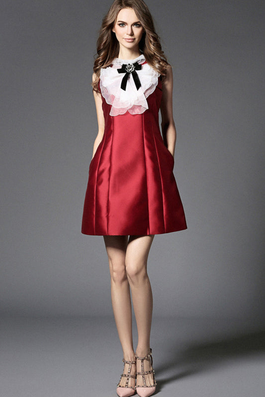 WOMEN'S STAND COLLAR SLEEVELESS COCKTAIL PARTY DRESS