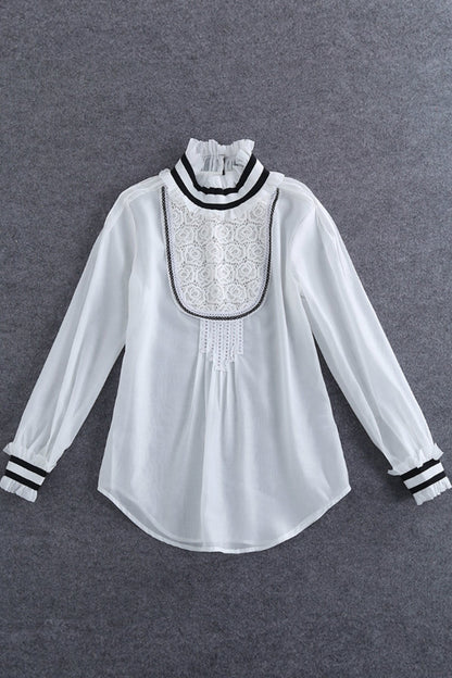 WOMEN'S RUFFLED COLLAR CASUAL LOOSE BLOUSE