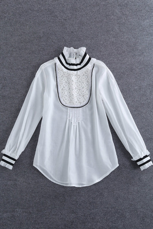 WOMEN'S RUFFLED COLLAR CASUAL LOOSE BLOUSE