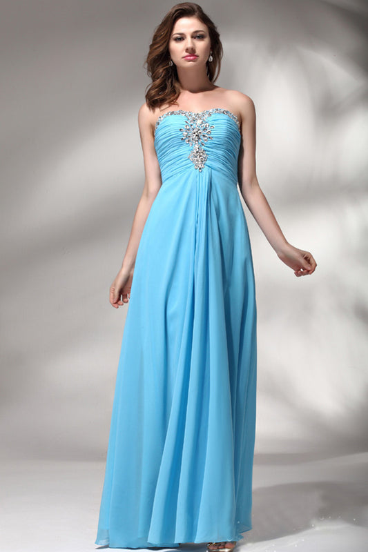 Sweetheart Rhinestone Runched Formal Evening Gown Long Dress