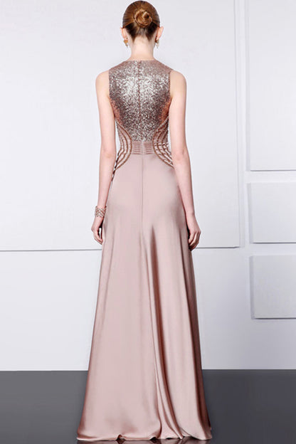 V-Neck Sequin Top  With  Beaded Party Dress